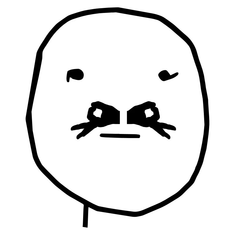 Meme-face with Hand- Hole-Mustache. What???