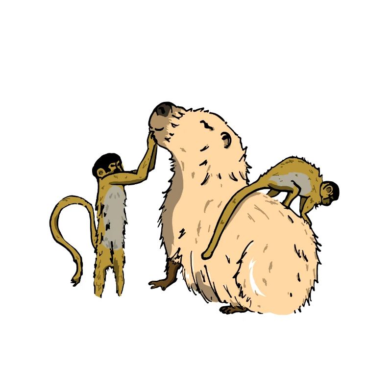 Capybara Geschenk süß Tier Totenkopfäffchen Affe