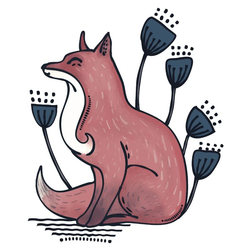 Fuchs mit Blumen