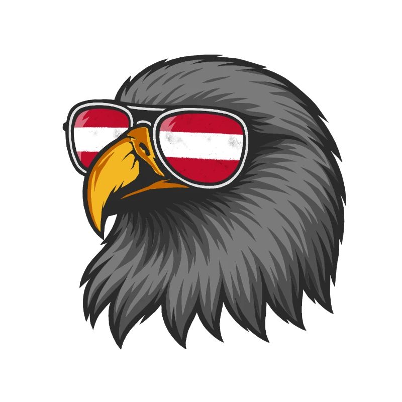 Austrian eagle with flag in glasses