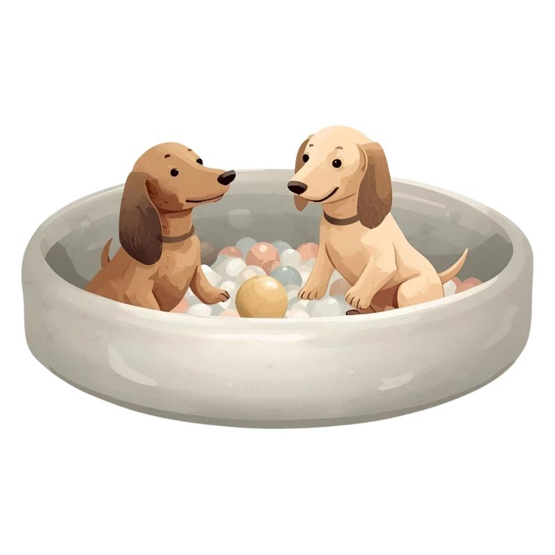 Two Dachshunds in Ball Pit Pastel Design