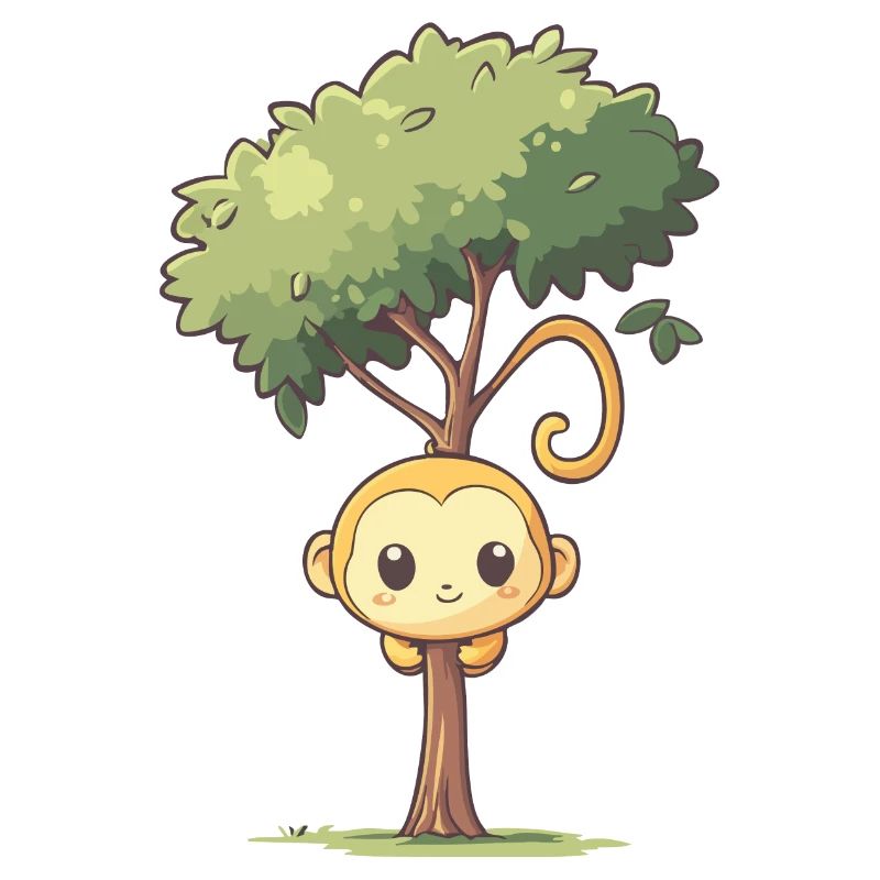 Monkey hanging from the tree - cute monkey design