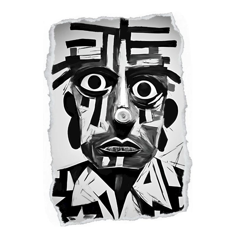Bold black and white abstract face