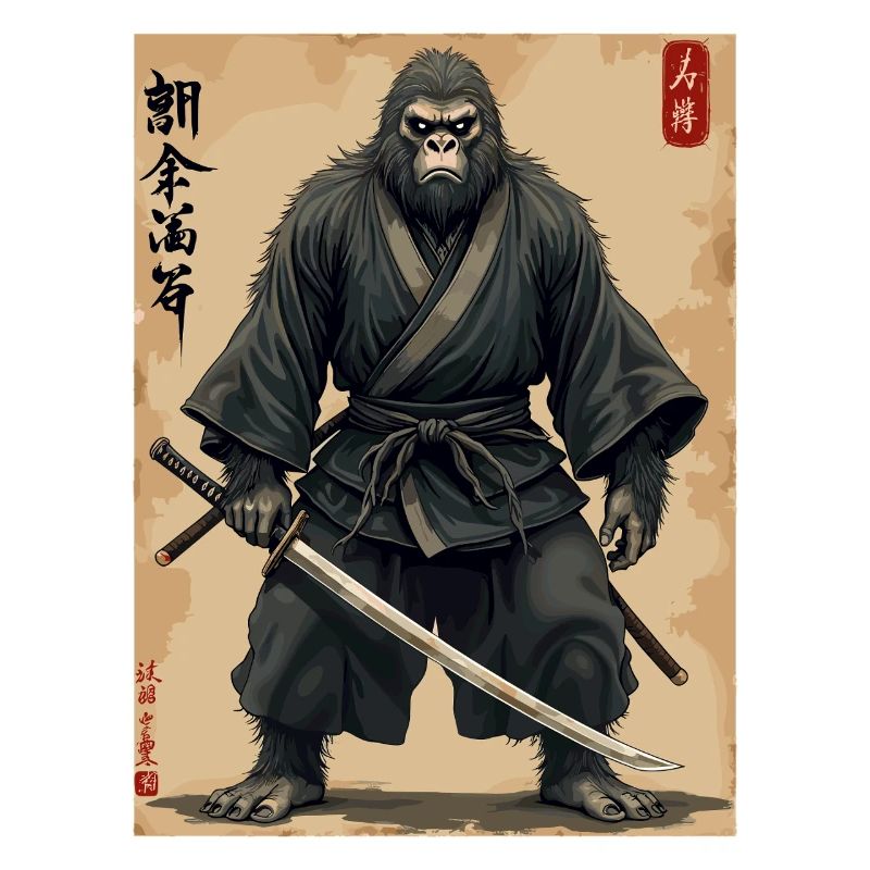 Gorilla Samurai mit Katana