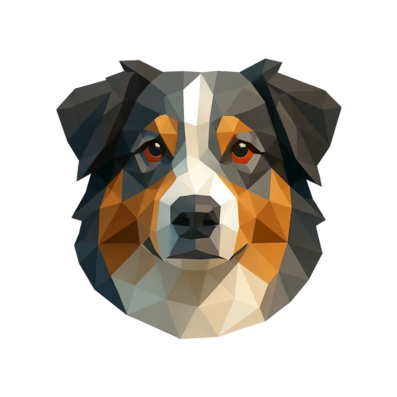 Cute Australian Shepherd – Polygon Dog Design