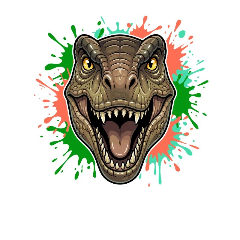 T-Rex Neon Paint Splatter Kopf