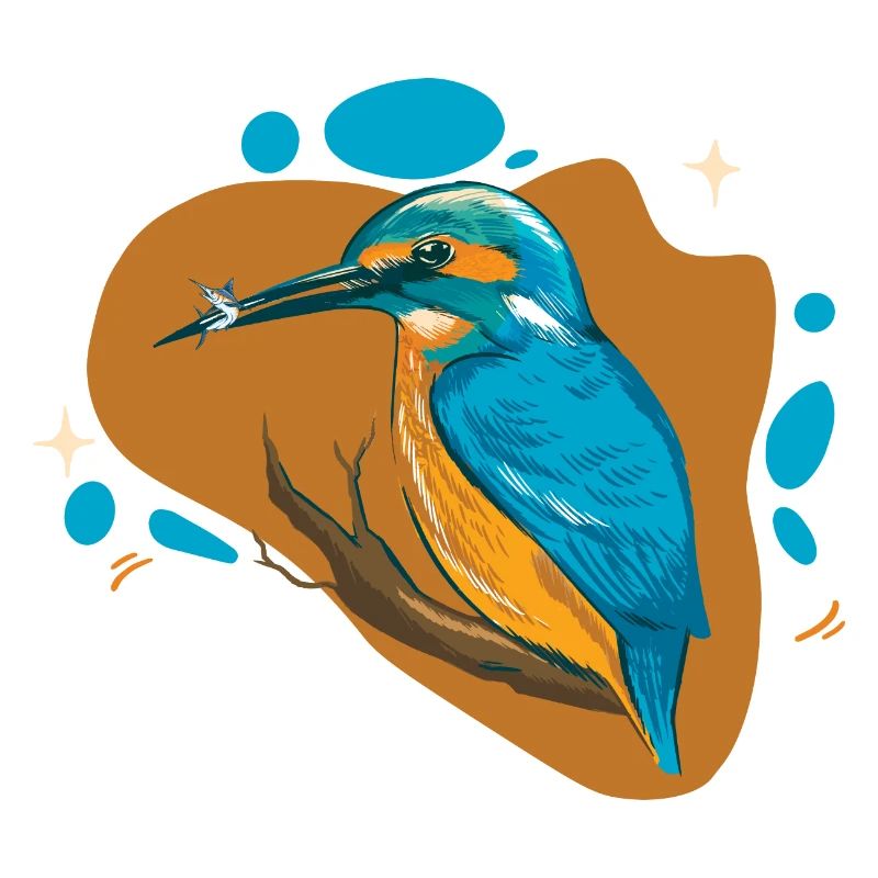 Oiseau de glace sur une branche avec du poisson dans le bec