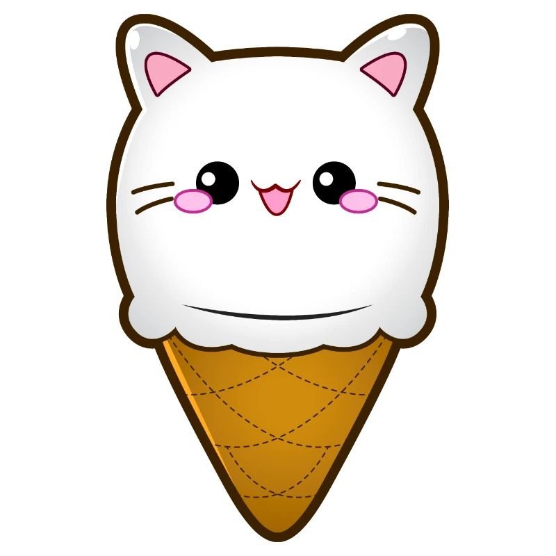 Ice Cream Cat Eiscreme Eis Katze Vanille Eiskugel