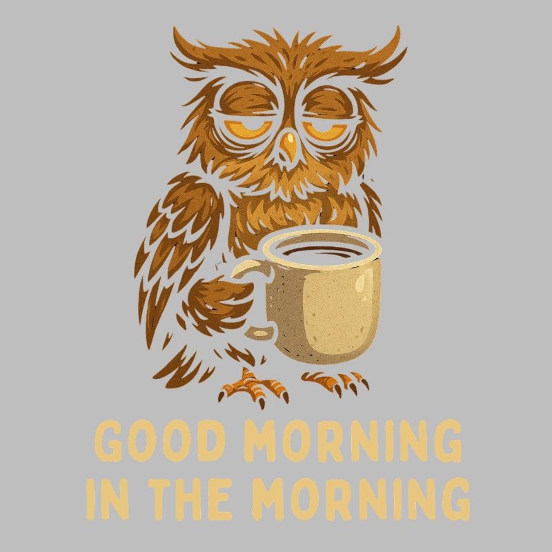 Schlafmütze Eule mit Kaffee