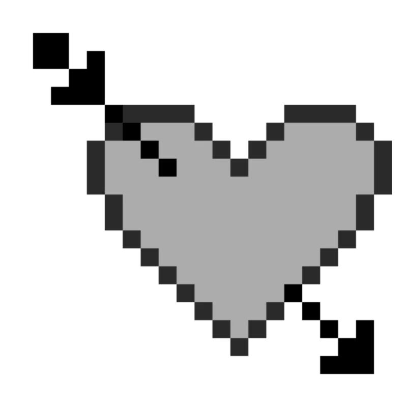 Pfeil durch Herz - S/W - Pixelart