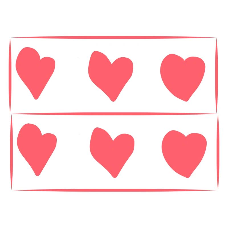 Motivo rettangolo rosa cuore sei cuori