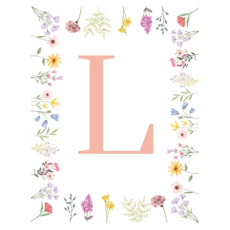 Florale Initialen "L", Buchstaben Monogramm 