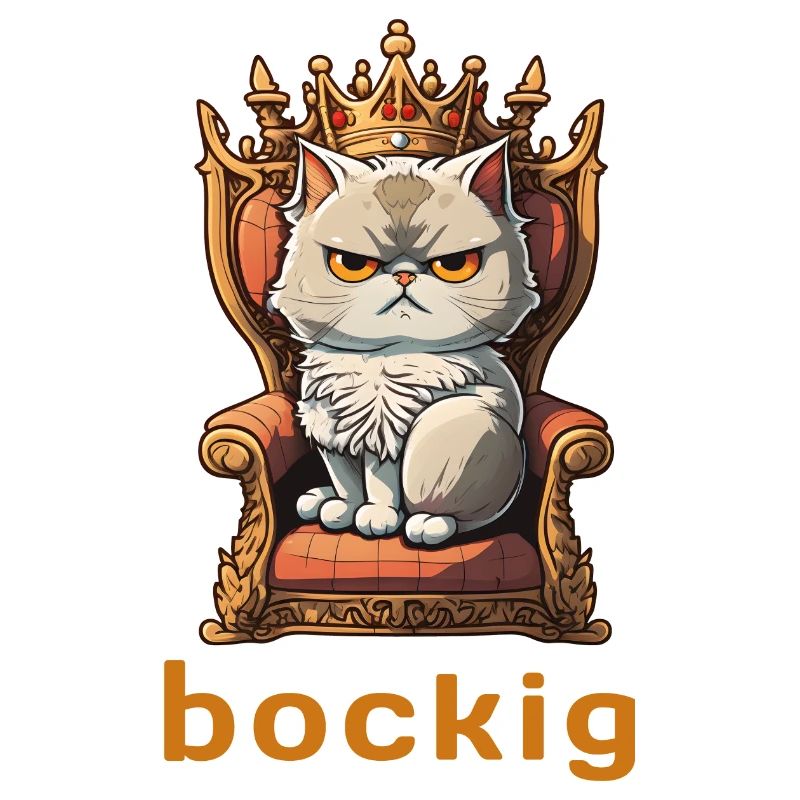 Bockig Katze Thron Krone Kater Grimmig Spruch Stur
