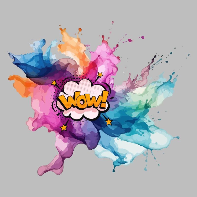 Bold Pop Art Explosion with "Wow" Text