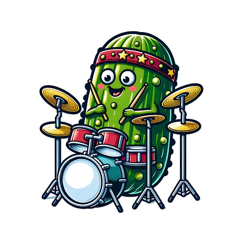 Funny Drums Pickle Jamming Joyfully With Starry