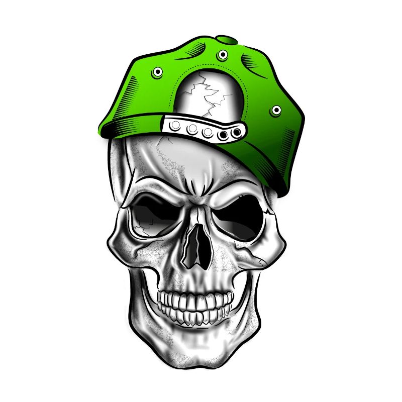 Totenkopf oder Schädel, Skull mit Baseballkappe