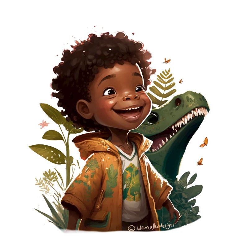 Kleines Kind mit Dino / Reptil