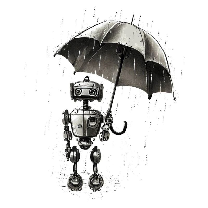 robot in the rain