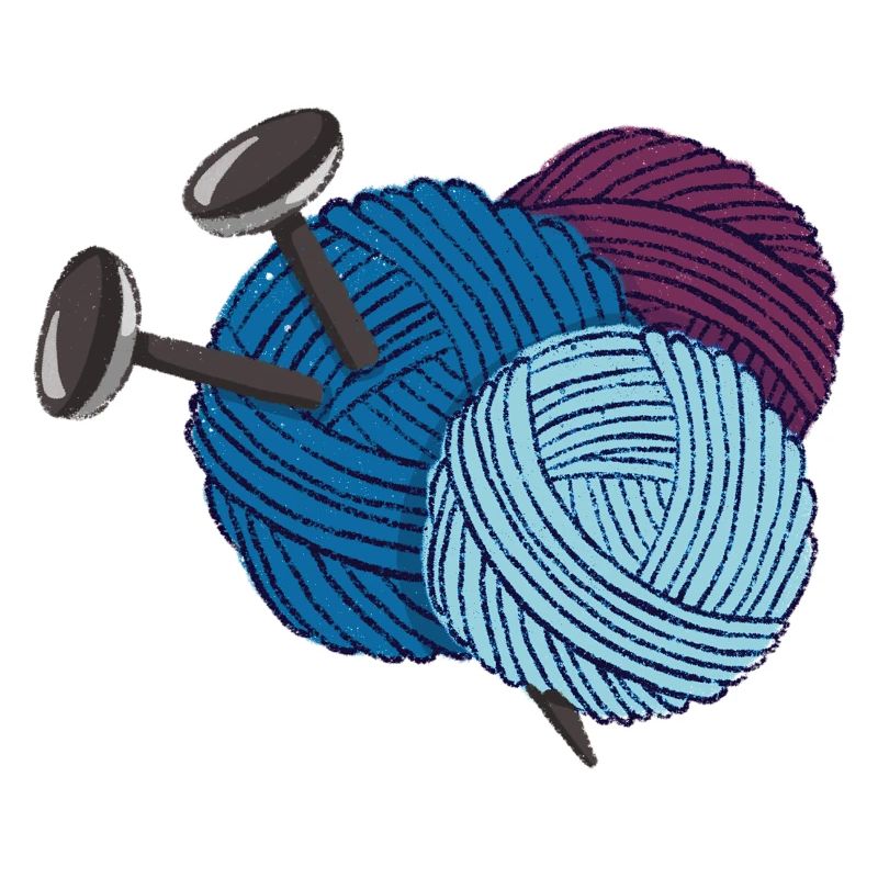 Wool with knitting needles