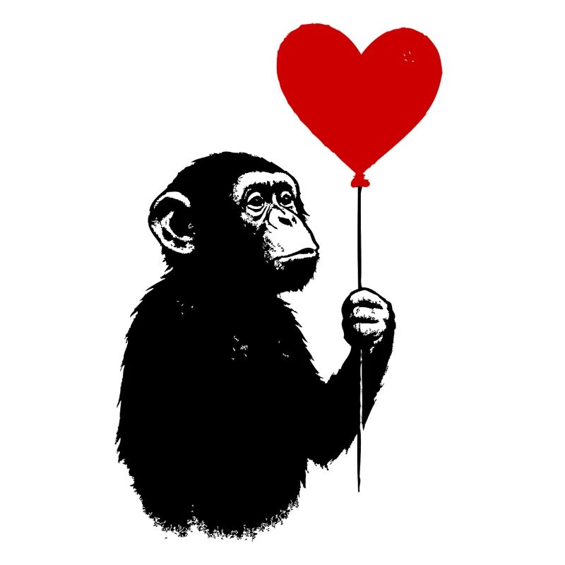Liebesaffe mit Herzballon