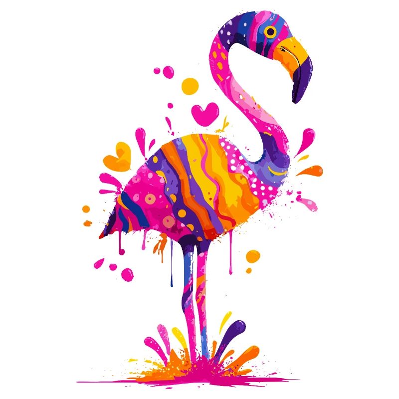 Flamant rose à explosion de couleurs
