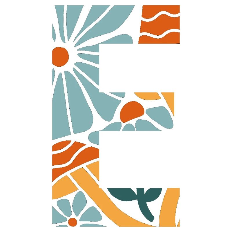 Buchstabe e Blumen groovy Geschenkidee