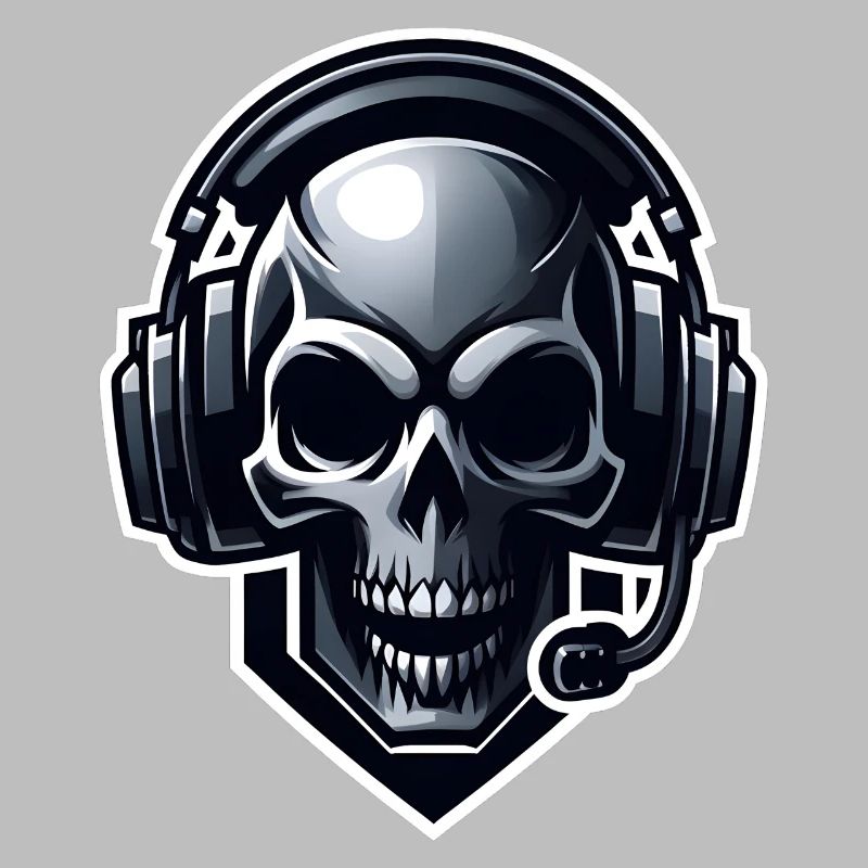 Totenkopf mit Gaming Headset