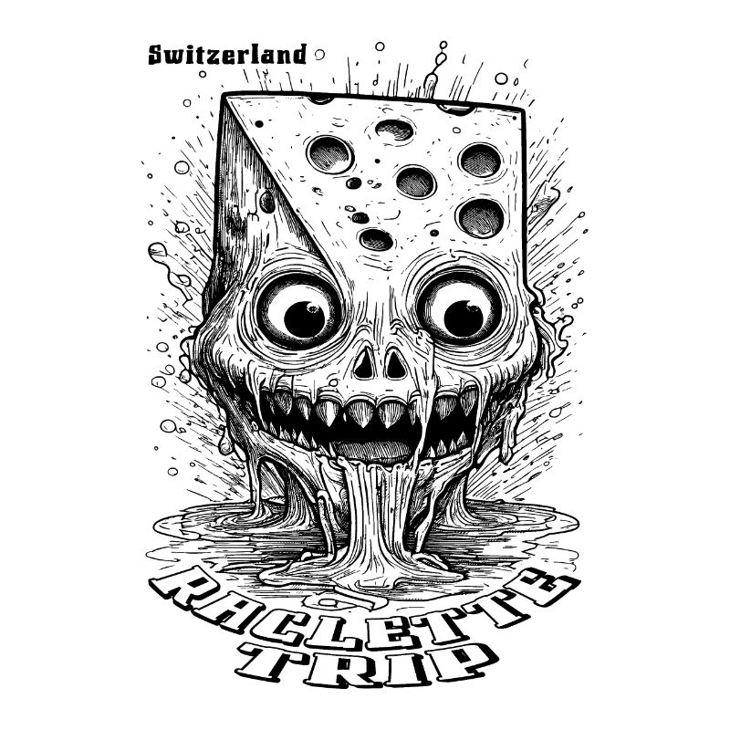 Comic Horror T-Shirt with Melting Cheese