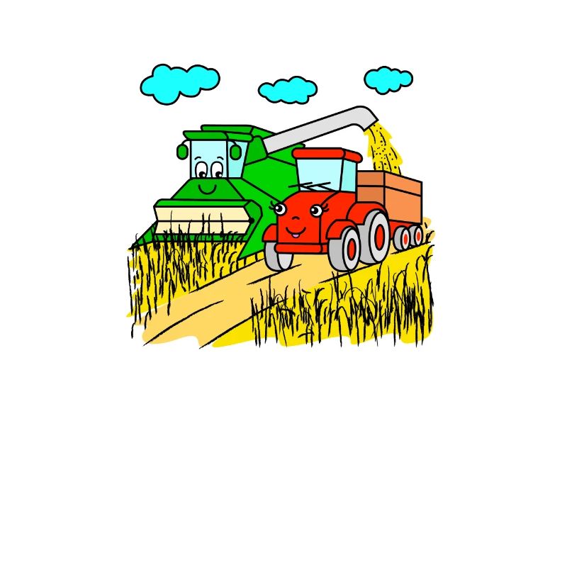 Mähdrescher und Traktor bei der Ernte
