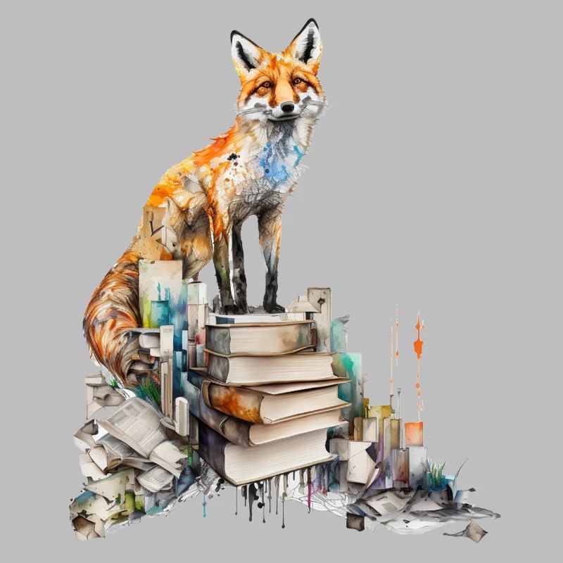 Fuchs Buch Bücher Lesen Kunst Geschenk Tier Zoo