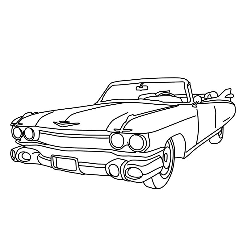 Cadillac, Auto, Motor, Retro, Outline, Oldtimer