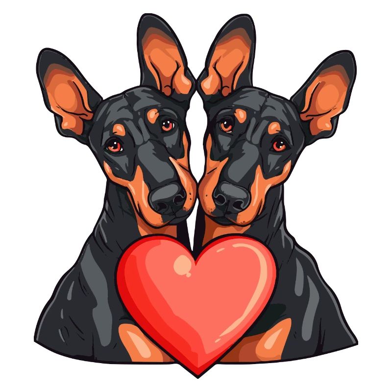 Dobermann Comic Paar Liebe
