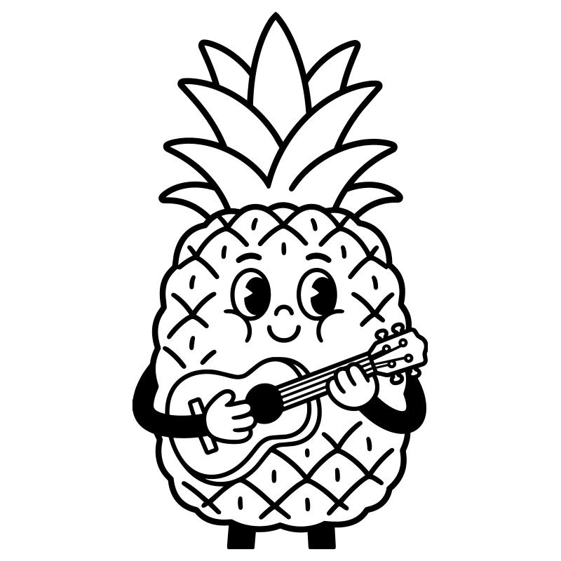 Ananas mit Ukulele