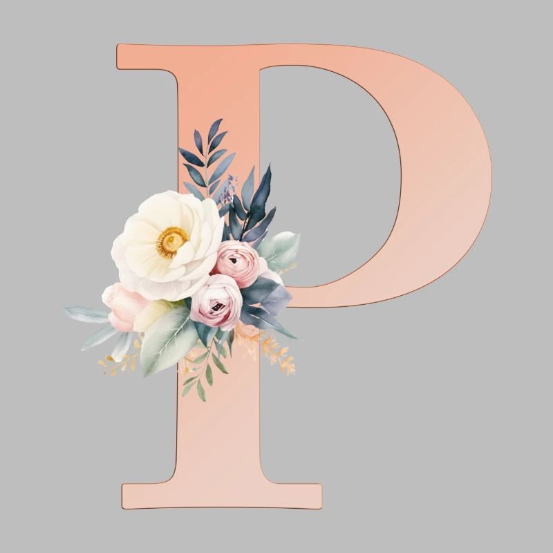 P monogramme, Floral, Boho