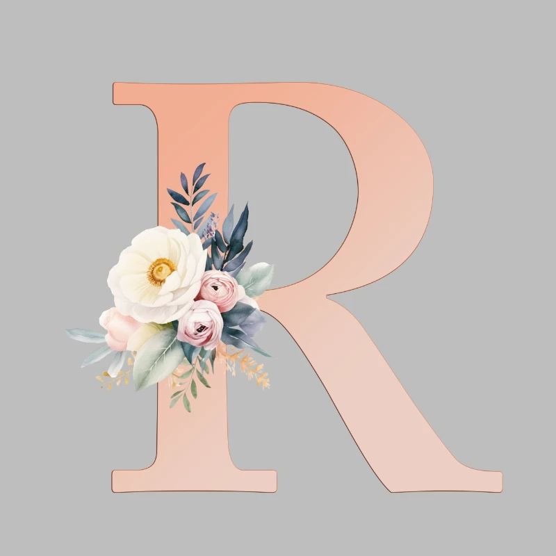 R Monogramm , Floral, Boho