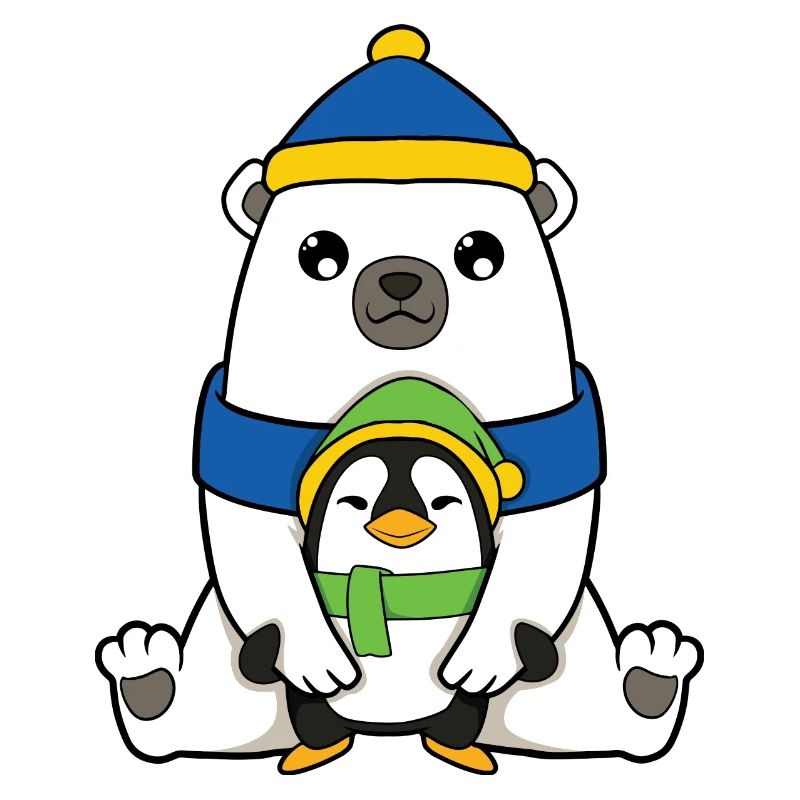 Eisbär mit Pinguin
