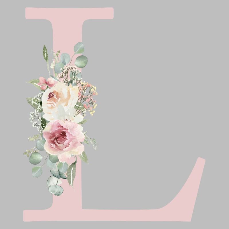 L | Monogramme | Eucalyptus Pastel Fleur Bleu