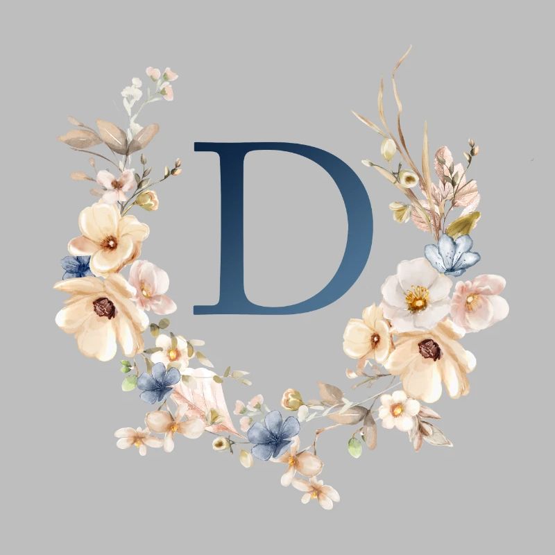 D Monogramm , Floral, Boho