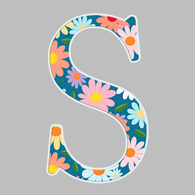 Customizable Monogram S Floral Pattern