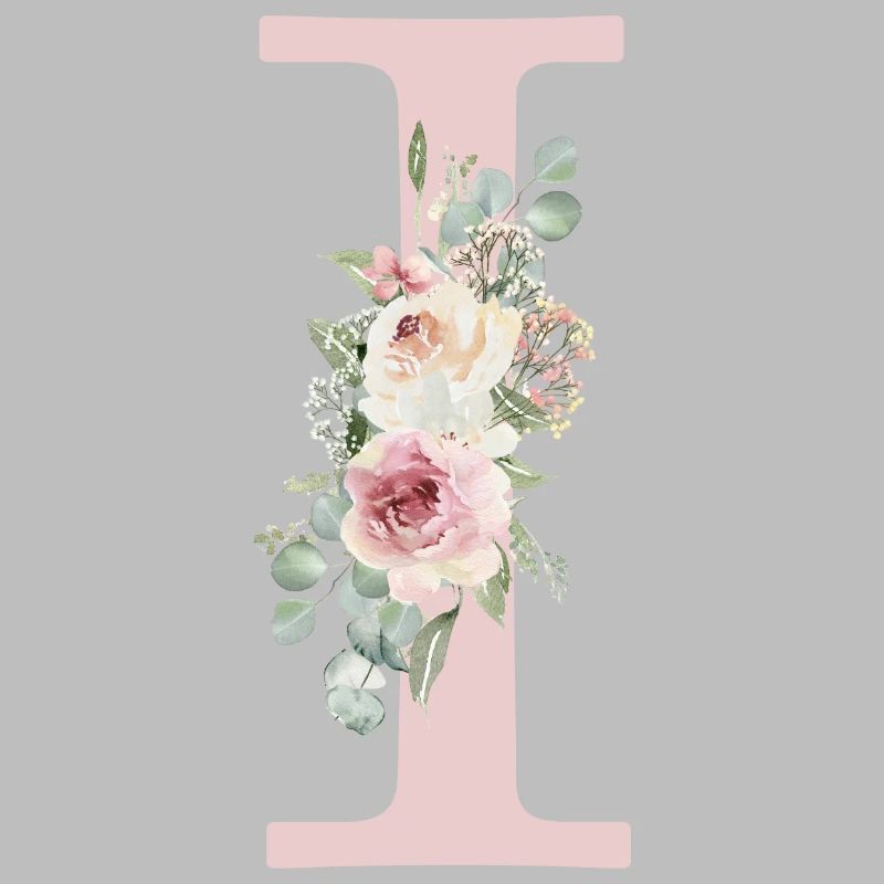 I| Monogramme | Eucalyptus Pastel Fleur Bleu
