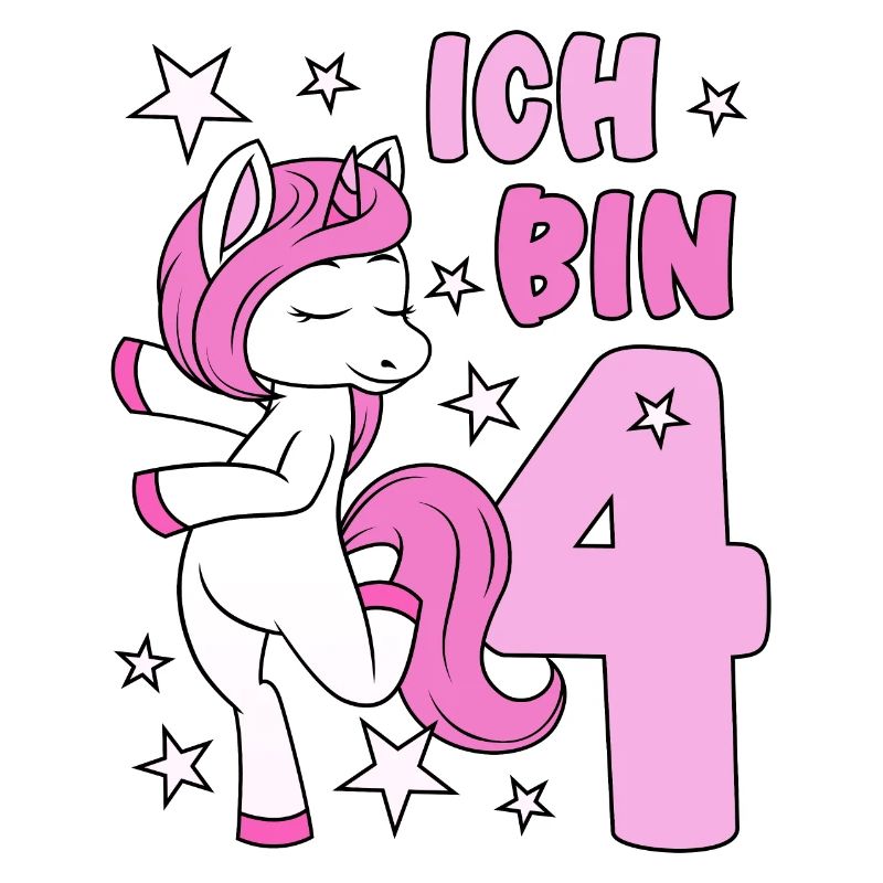 4. Geburtstag Mädchen süßes rosa Einhorn Ich bin 4