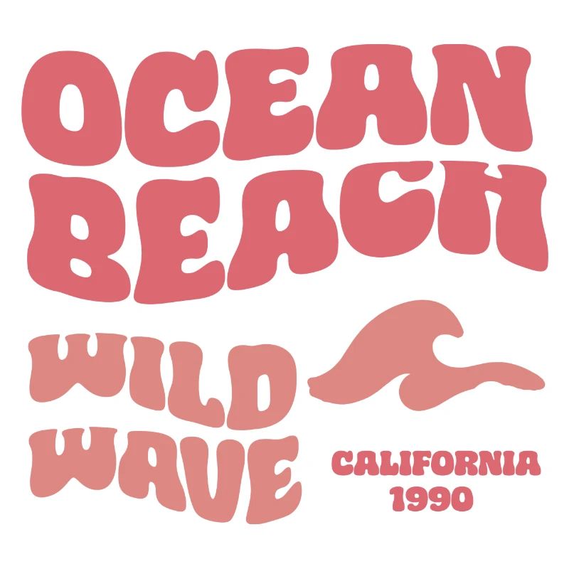 Ocean Beach - Retro Font Beach Wave Sea