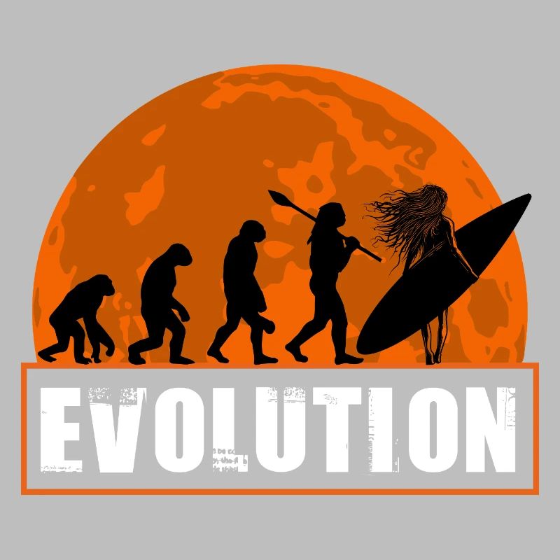 Évolution de la silhouette vintage du coucher de soleil surf