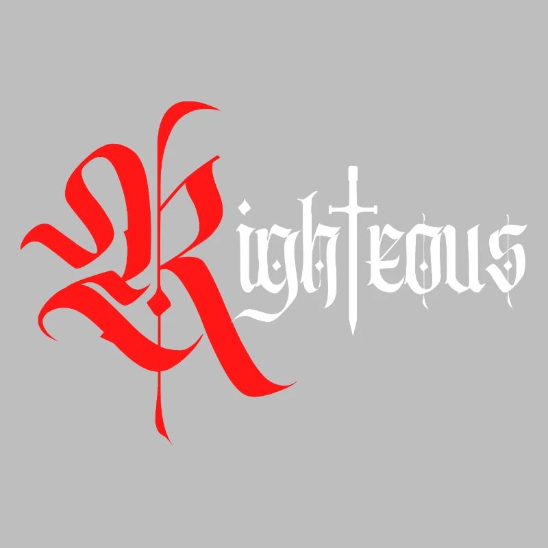 Gothique Righteous Design avec épée avec texte blanc