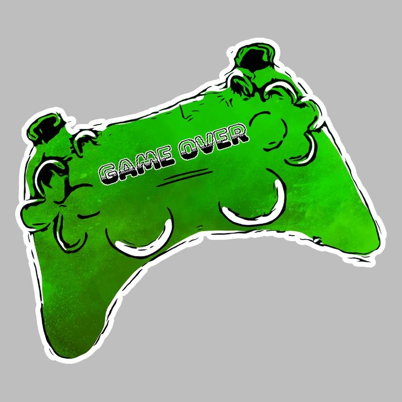 green comic controller with text GAME OVER