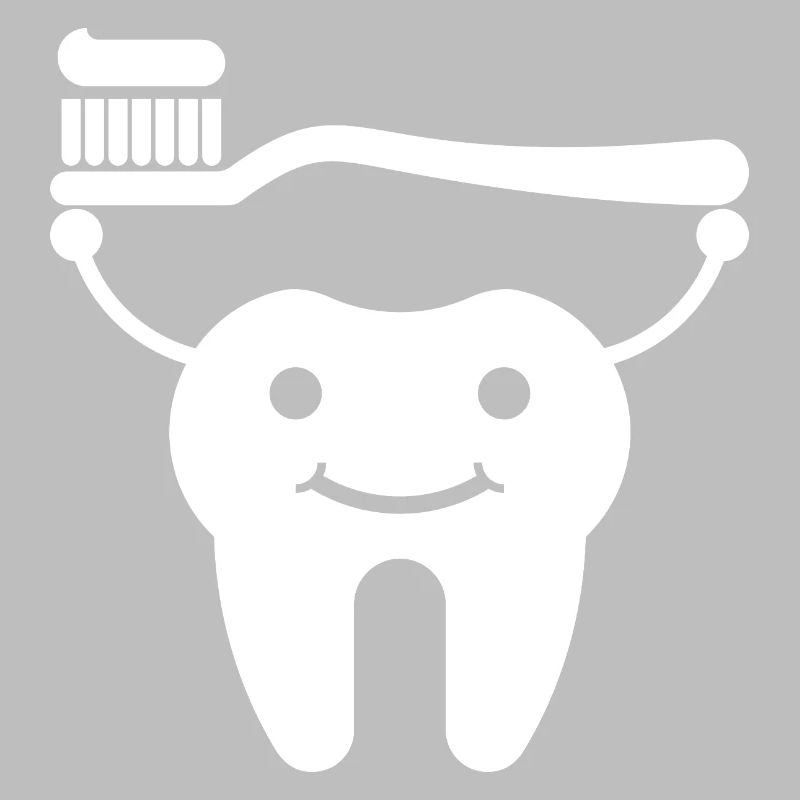 Tooth with toothbrush and toothpaste