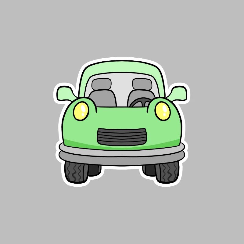 Vue frontale joyeuse de chariot vert