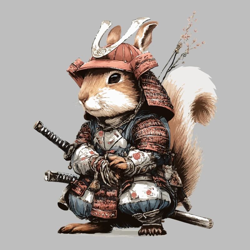 Eichhörnchen-Samurai in Rüstung