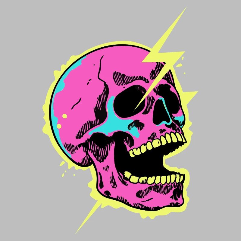Neon Skull Lightning Burst
