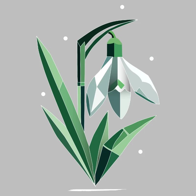 Delicate Polygonal Snowdrop Illustration